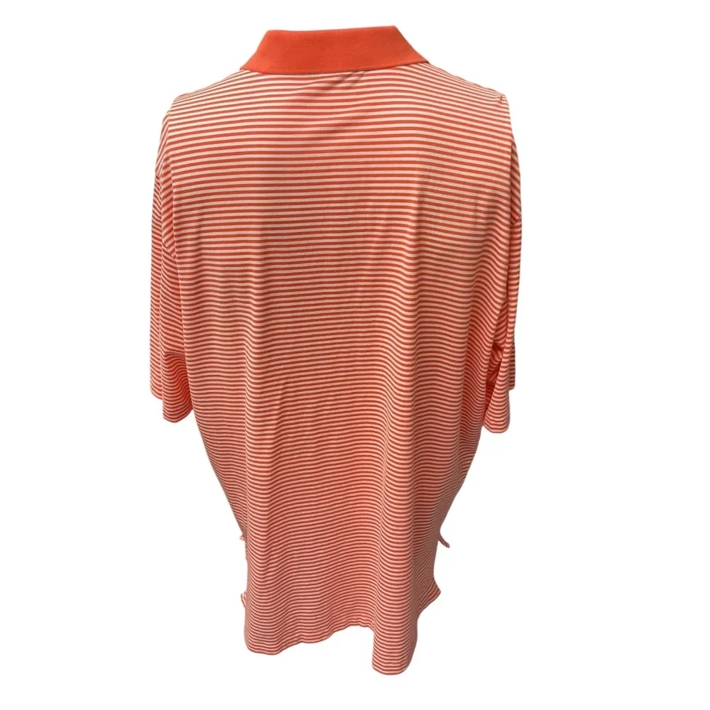 Ralph Lauren Men's Polo Golf Shirt Striped Orange‎ White Short Sleeve Size XL